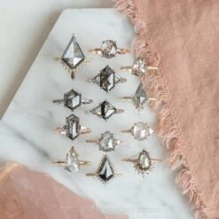 3.37 Carat Black Kite Diamond Engagement Ring, Solstice Setting, 14k Yellow Gold -Point No Point Studio Store 220044YG 4