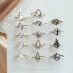 3.37 Carat Black Kite Diamond Engagement Ring, Solstice Setting, 14k Yellow Gold -Point No Point Studio Store 220044YG 6