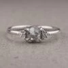 .89 Carat Salt And Pepper Hexagon Engagement Ring, Quinn Setting, 14K White Gold