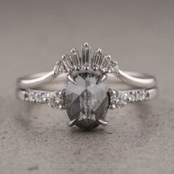 2.38 Carat Black Speckled Oval Diamond Engagement Ring, Eliza Setting, Platinum -Point No Point Studio Store 220072 1 3866b540 30c8 43e1 b029 88c30cf1d21b