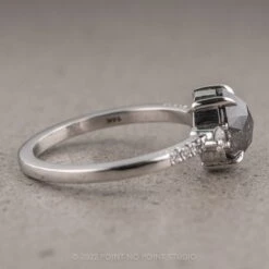 2.38 Carat Black Speckled Oval Diamond Engagement Ring, Eliza Setting, Platinum -Point No Point Studio Store 220072 4 617335f8 36d8 42f8 8d61 c6812d425b06