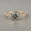1.18 Carat Salt And Pepper Diamond Engagement Ring, Eliza Setting, 14K Yellow Gold