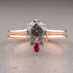 1.08 Carat Salt And Pepper Round Diamond Engagement Ring, Madeline Setting, 14k Rose Gold -Point No Point Studio Store 220099 1 f1347d6f 1b1e 4d27 bee5 eaa1817c9d9e