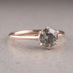 1.08 Carat Salt And Pepper Round Diamond Engagement Ring, Madeline Setting, 14k Rose Gold -Point No Point Studio Store 220099 3 62bd2d6d 4a2c 4b36 8799 ddadff35a1cc
