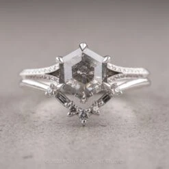 1.36 Carat Salt And Pepper Hexagon Diamond Engagement Ring, Mackenzie Setting, 14K White Gold 18 1.36 Carat Salt And Pepper Hexagon Diamond Engagement Ring, Mackenzie Setting, 14K White Gold -Point No Point Studio Store 220102 1 e55c7ebe 1ab8 43f6 a93d e4b34e7fa24e