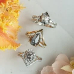 2.03 Carat Black Speckled Pear Diamond Engagement Ring, Jules Setting, 14K Yellow Gold -Point No Point Studio Store 220138YG 4