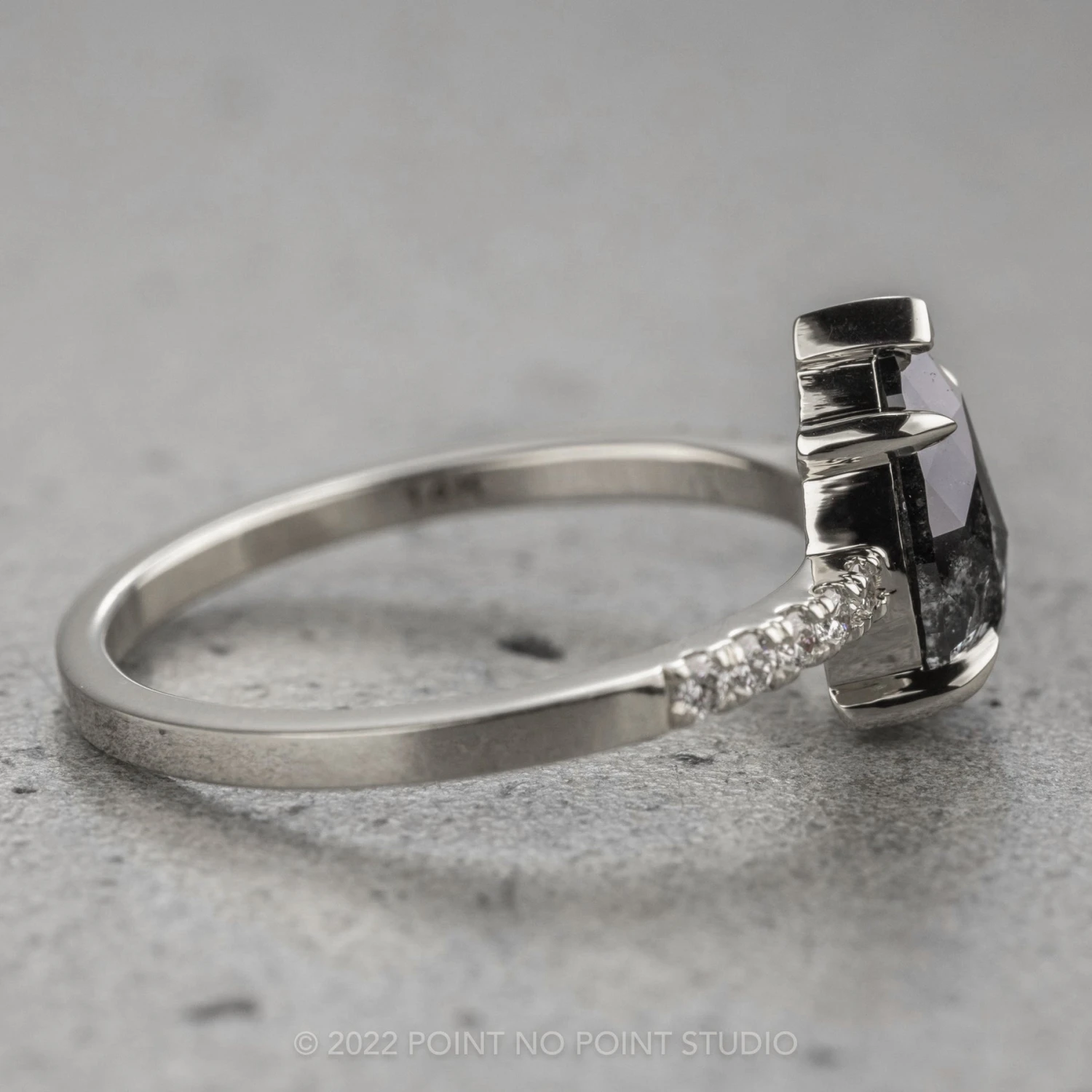 1.78 Carat Black Speckled Pear Diamond Engagement Ring, Jules Setting, Platinum 9 1.78 Carat Black Speckled Pear Diamond Engagement Ring, Jules Setting, Platinum - Image 9