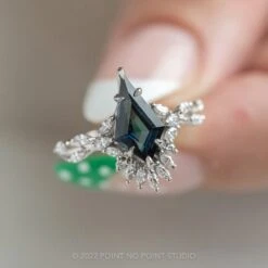 1.86 Carat Teal Kite Sapphire And Diamond Engagement Ring, Quinnie Setting, Platinum 14 1.86 Carat Teal Kite Sapphire And Diamond Engagement Ring, Quinnie Setting, Platinum -Point No Point Studio Store 220152WG 10 53a450ca 0832 4843 a424 389cfd3d697d