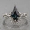 1.86 Carat Teal Kite Sapphire And Diamond Engagement Ring, Quinnie Setting, Platinum