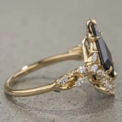 1.86 Carat Teal Kite Sapphire And Diamond Engagement Ring, Quinnie Setting, 14K Yellow Gold -Point No Point Studio Store 220152YG 3 1222db76 2e6c 43d2 aee1 37317ae6b3c6