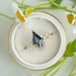 1.86 Carat Teal Kite Sapphire And Diamond Engagement Ring, Quinnie Setting, 14K Yellow Gold -Point No Point Studio Store 220152YG 5 eb79e94e 6bd3 4bbe a3dd 987c058a1f52