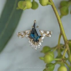 1.86 Carat Teal Kite Sapphire And Diamond Engagement Ring, Quinnie Setting, 14K Yellow Gold -Point No Point Studio Store 220152YG 7 6187dd8a 8eb6 4cb1 9ea0 0d87b08151a9