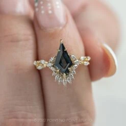 1.86 Carat Teal Kite Sapphire And Diamond Engagement Ring, Quinnie Setting, 14K Yellow Gold -Point No Point Studio Store 220152YG 9 debeacab d475 4b4b 8676 9e2fb7ee99d4