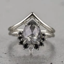 2.61 Carat Salt And Pepper Pear Diamond Engagement Ring, Ava Setting, 14K White Gold 14 2.61 Carat Salt And Pepper Pear Diamond Engagement Ring, Ava Setting, 14K White Gold -Point No Point Studio Store 220163WG 1 2fc0ba86 33ee 4471 9f67 dce9477be163