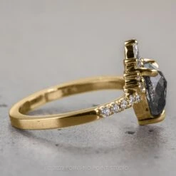 1.26 Carat Black Speckled Pear Diamond Engagement Ring, Avaline Setting, 14K Yellow Gold -Point No Point Studio Store 220164YG 2