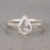 1.40 Carat Clear Pear Diamond Engagement Ring, Juliette Setting, Platinum
