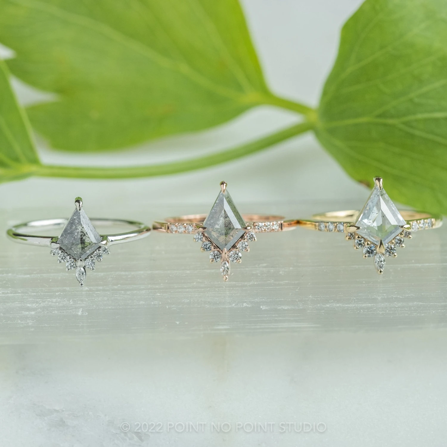 1.23 Carat Salt And Pepper Kite Diamond Engagement Ring, Avaline Setting, 14k Rose Gold 5 1.23 Carat Salt And Pepper Kite Diamond Engagement Ring, Avaline Setting, 14k Rose Gold - Image 5