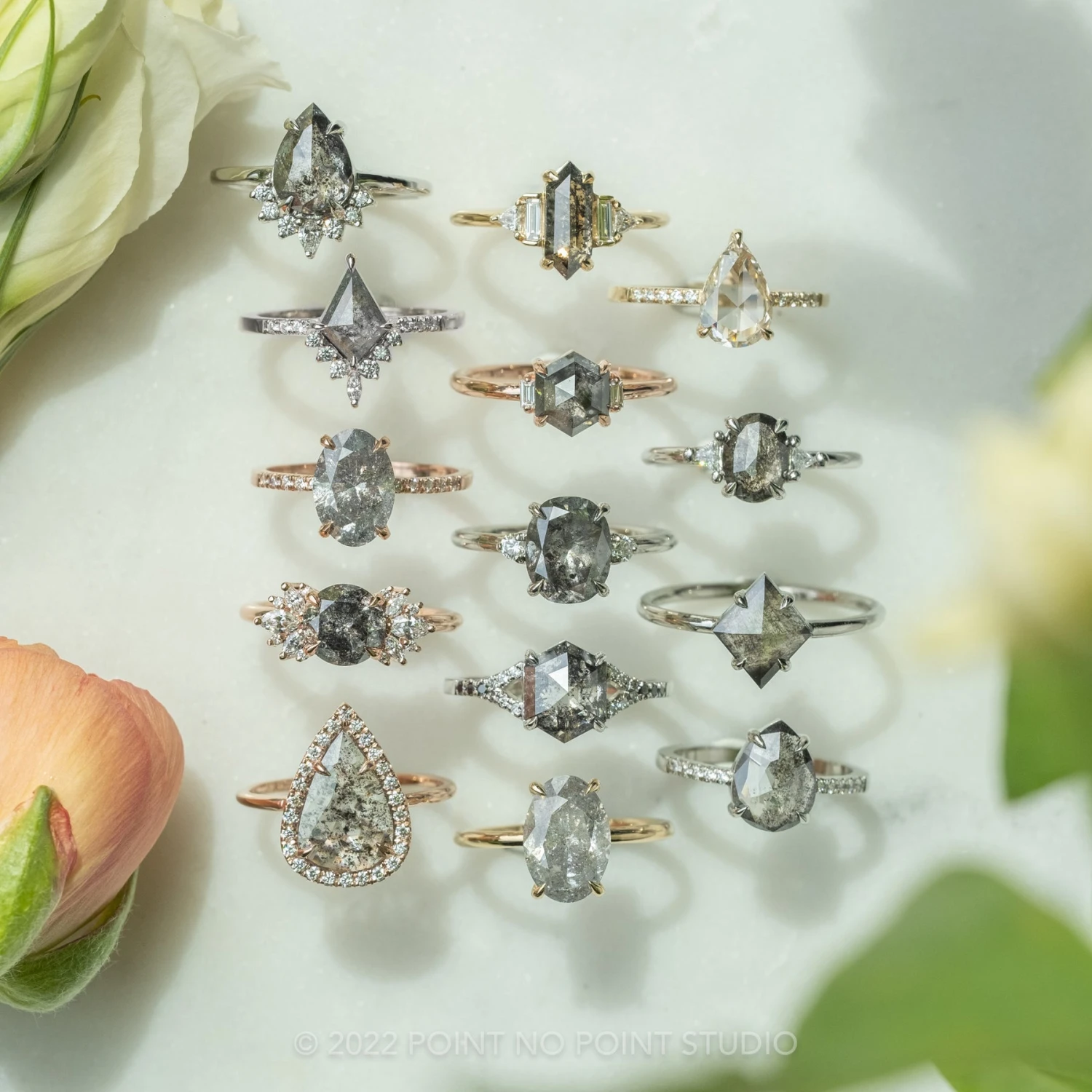 1.23 Carat Salt And Pepper Kite Diamond Engagement Ring, Avaline Setting, Platinum 8 1.23 Carat Salt And Pepper Kite Diamond Engagement Ring, Avaline Setting, Platinum - Image 8