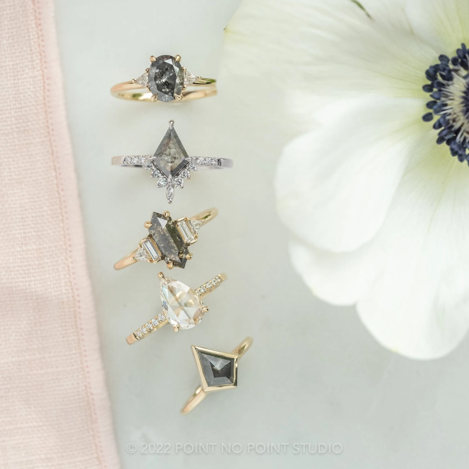 1.23 Carat Salt And Pepper Kite Diamond Engagement Ring, Avaline Setting, Platinum 6 1.23 Carat Salt And Pepper Kite Diamond Engagement Ring, Avaline Setting, Platinum - Image 6