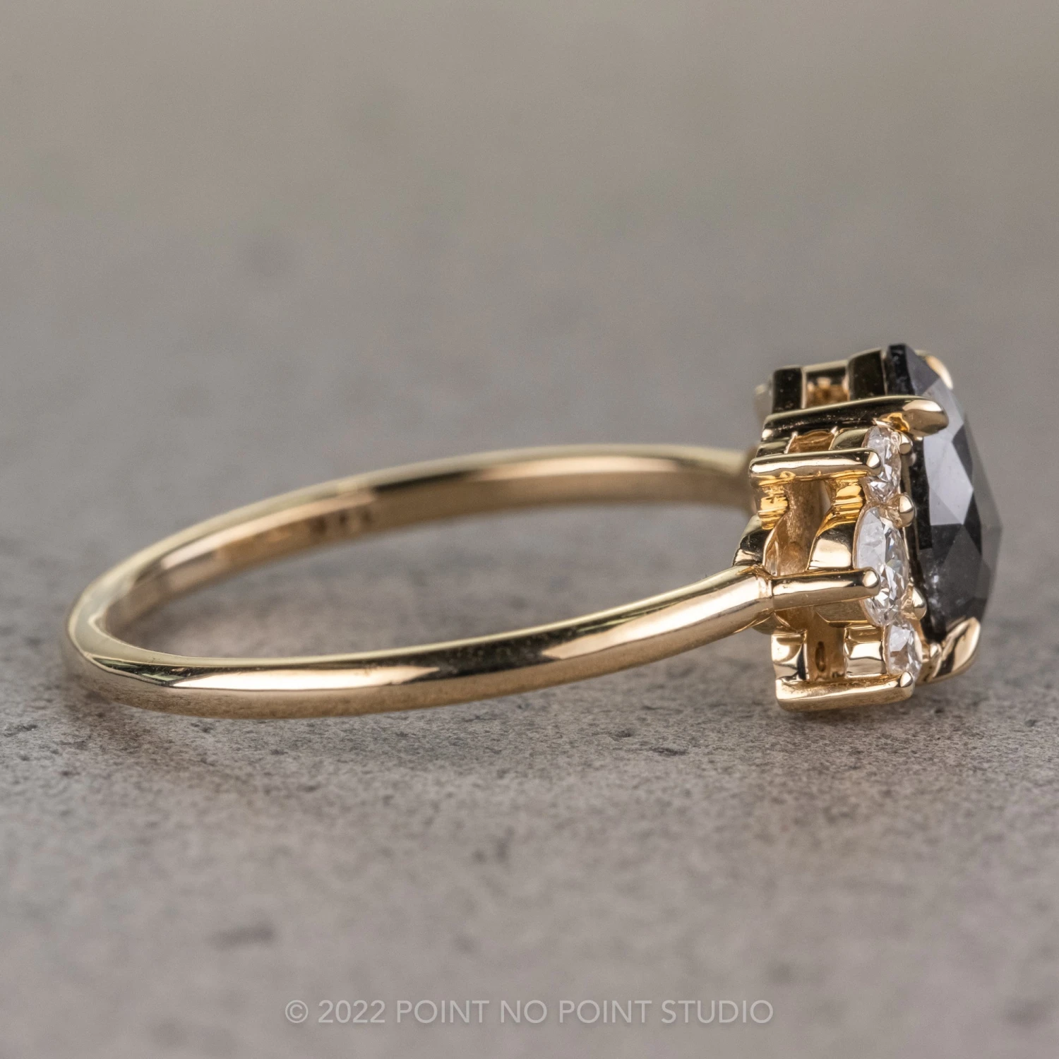 1.24 Carat Black Speckled Pear Diamond Engagement Ring, Charlotte Setting, 14K Yellow Gold 10 1.24 Carat Black Speckled Pear Diamond Engagement Ring, Charlotte Setting, 14K Yellow Gold - Image 10