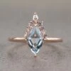 2.59 Carat Lozenge Aquamarine And Diamond Engagement Ring, Ava Setting, 14K Rose Gold