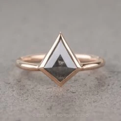1.53 Carat Salt And Pepper Kite Diamond Engagement Ring, Bezel Jane Setting, 14k Rose Gold