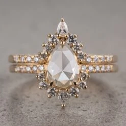 Pear Diamond Contour Band, Medium Emma Setting, 14k Yellow Gold -Point No Point Studio Store 220218 1 1