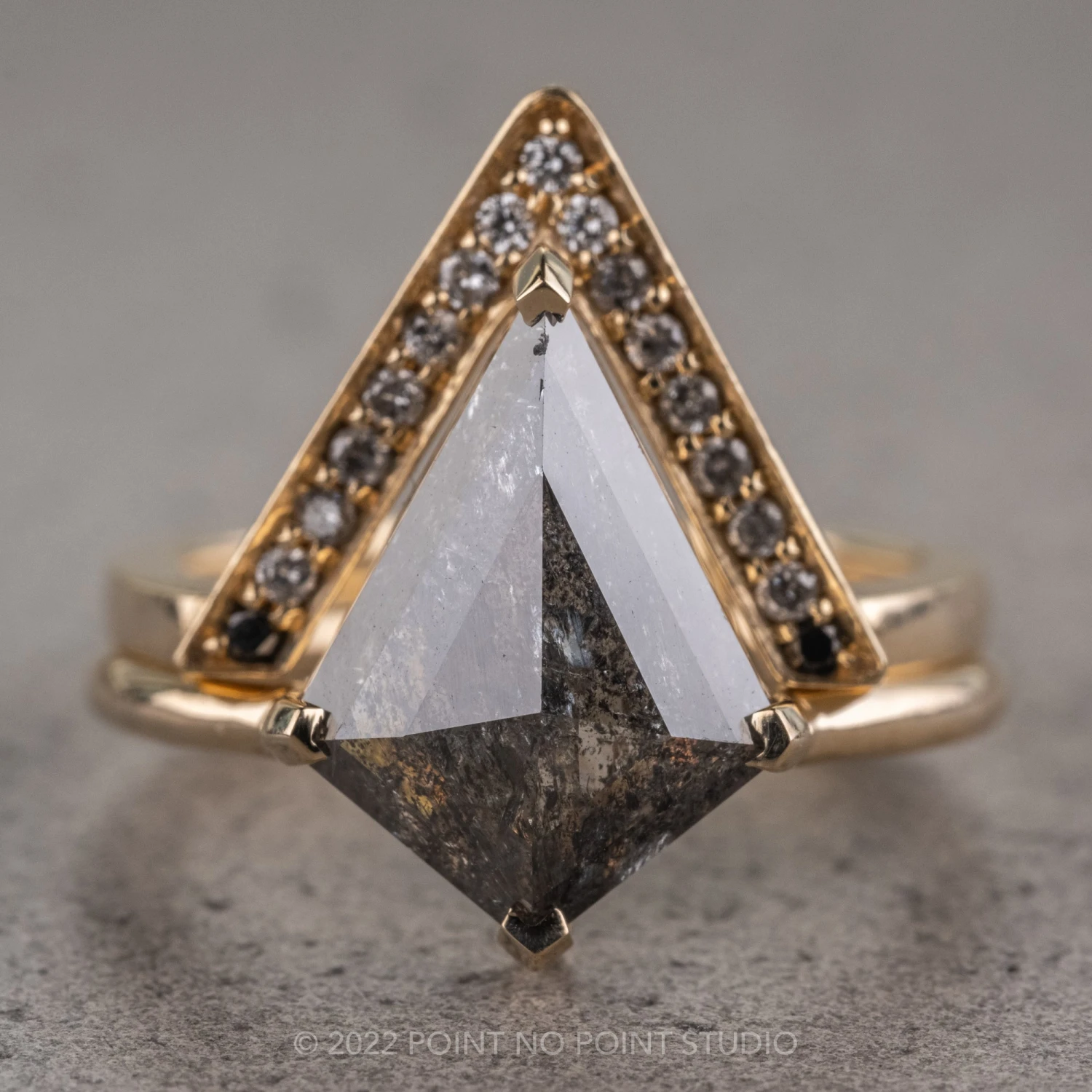 1.88 Carat Black Speckled Kite Diamond Engagement Ring, Charlize Setting, 14k Yellow Gold 11 1.88 Carat Black Speckled Kite Diamond Engagement Ring, Charlize Setting, 14k Yellow Gold - Image 11