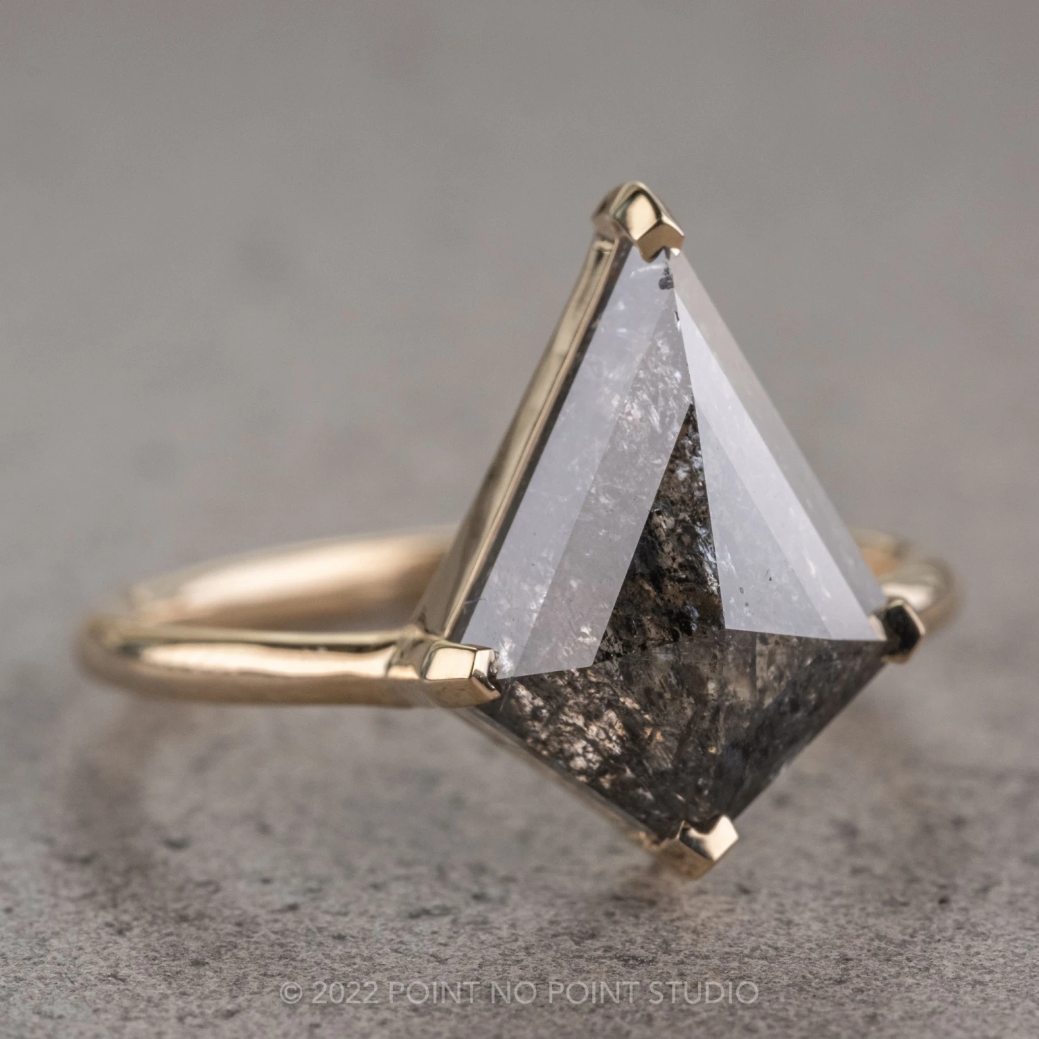 1.88 Carat Black Speckled Kite Diamond Engagement Ring, Charlize Setting, 14k Yellow Gold 12 1.88 Carat Black Speckled Kite Diamond Engagement Ring, Charlize Setting, 14k Yellow Gold - Image 12