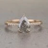 2.05 Carat Salt And Pepper Pear Diamond Engagement Ring, Juliette Setting, 14k Yellow Gold