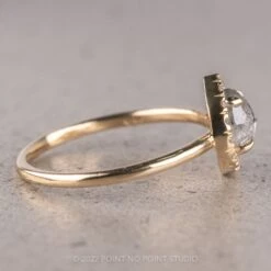 .99 Carat Salt And Pepper Pear Diamond Engagement Ring, Halo Setting, 14K Yellow Gold -Point No Point Studio Store 220242 4