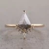 1.32 Carat Salt And Pepper Kite Diamond Engagement Ring, Ava Setting, 14K Yellow Gold