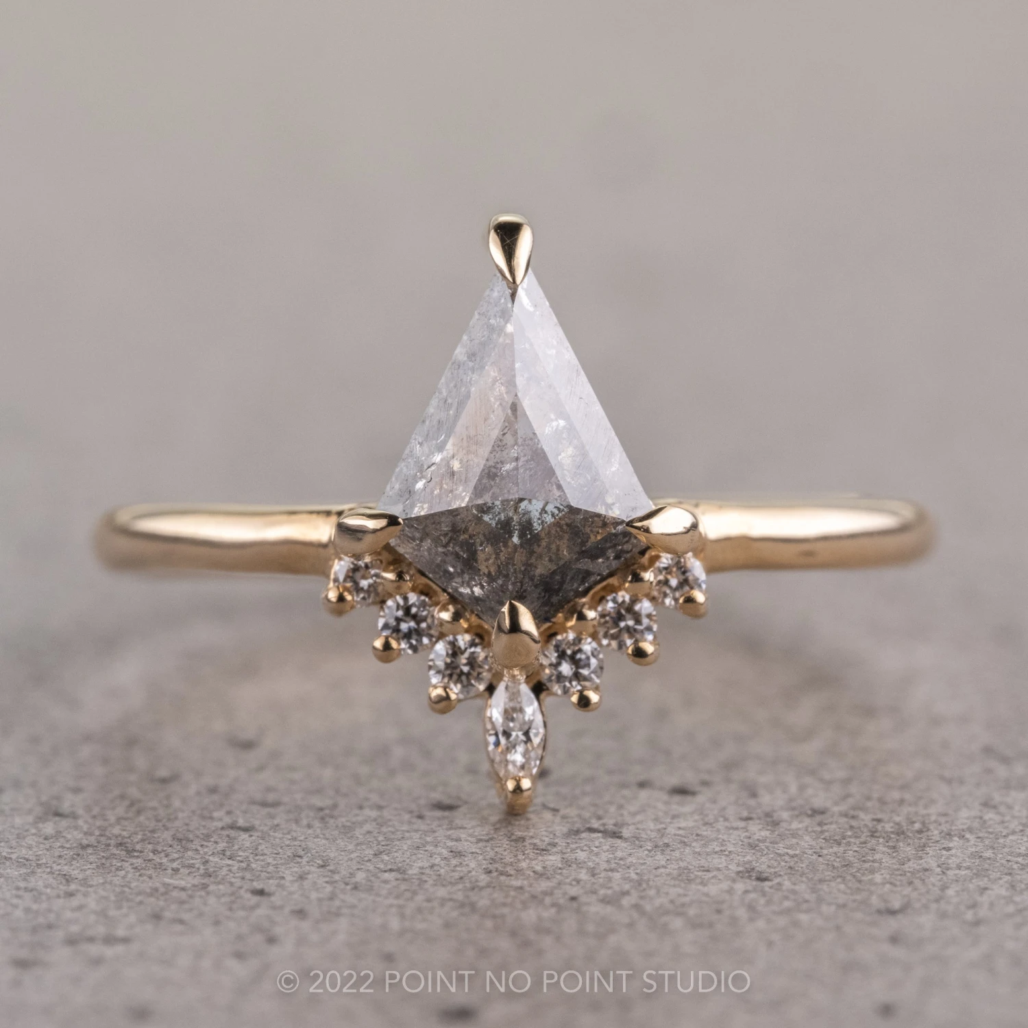 1.32 Carat Salt And Pepper Kite Diamond Engagement Ring, Ava Setting, 14K Yellow Gold 1 1.32 Carat Salt And Pepper Kite Diamond Engagement Ring, Ava Setting, 14K Yellow Gold