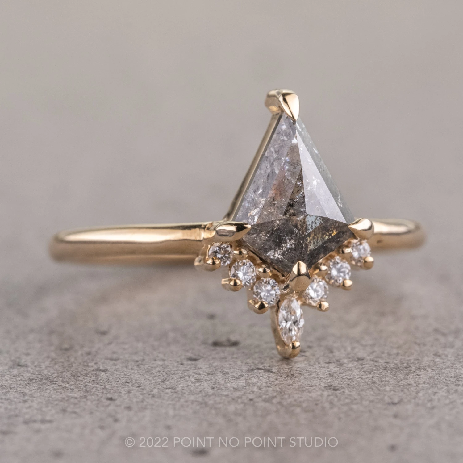 1.32 Carat Salt And Pepper Kite Diamond Engagement Ring, Ava Setting, 14K Yellow Gold 7 1.32 Carat Salt And Pepper Kite Diamond Engagement Ring, Ava Setting, 14K Yellow Gold - Image 7