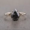 2.38 Carat Black Speckled Pear Diamond Engagement Ring, Mackenzie Setting, Platinum