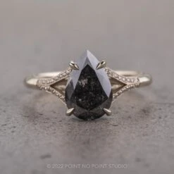 2.38 Carat Black Speckled Pear Diamond Engagement Ring, Mackenzie Setting, Platinum