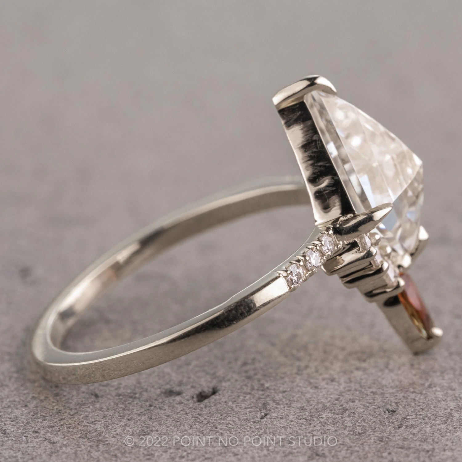 1.75 Carat Kite Moissanite Engagement Ring, Avaline Setting, Platinum 4 1.75 Carat Kite Moissanite Engagement Ring, Avaline Setting, Platinum - Image 4