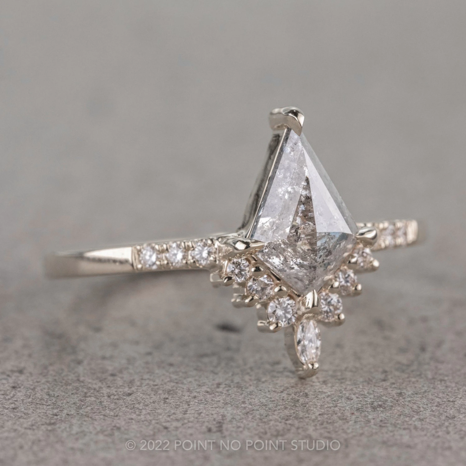 1.08 Carat Canadian Salt And Pepper Kite Diamond Engagement Ring, Avaline Setting, Platinum 3 1.08 Carat Canadian Salt And Pepper Kite Diamond Engagement Ring, Avaline Setting, Platinum - Image 3