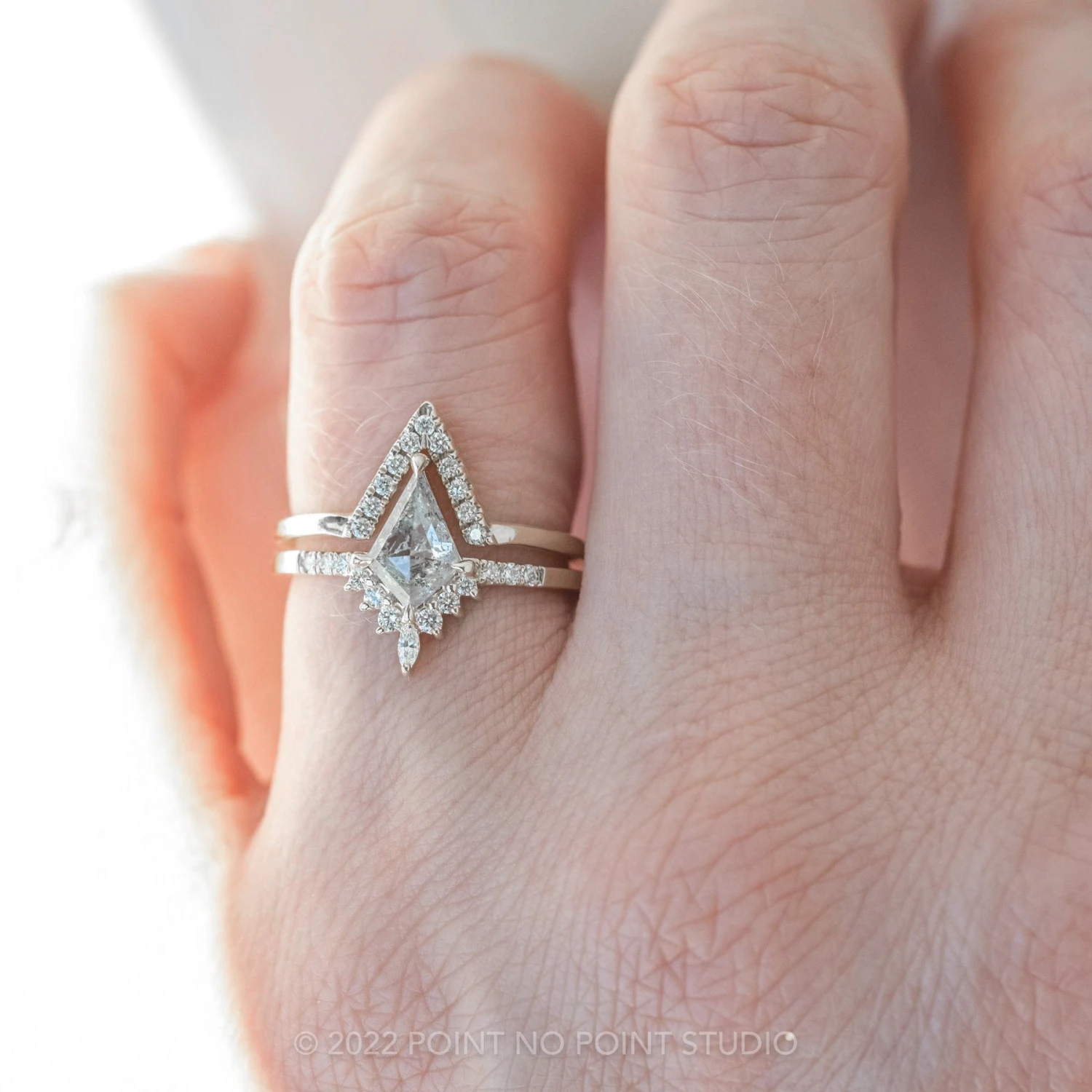 1.08 Carat Canadian Salt And Pepper Kite Diamond Engagement Ring, Avaline Setting, Platinum 2 1.08 Carat Canadian Salt And Pepper Kite Diamond Engagement Ring, Avaline Setting, Platinum - Image 2