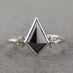 1.38 Carat Black Kite Diamond Engagement Ring, Bezel Quinn Setting, Platinum