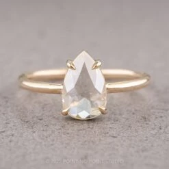 1.78 Carat Icy White Pear Diamond Engagement Ring, Jane Setting, 14K Yellow Gold