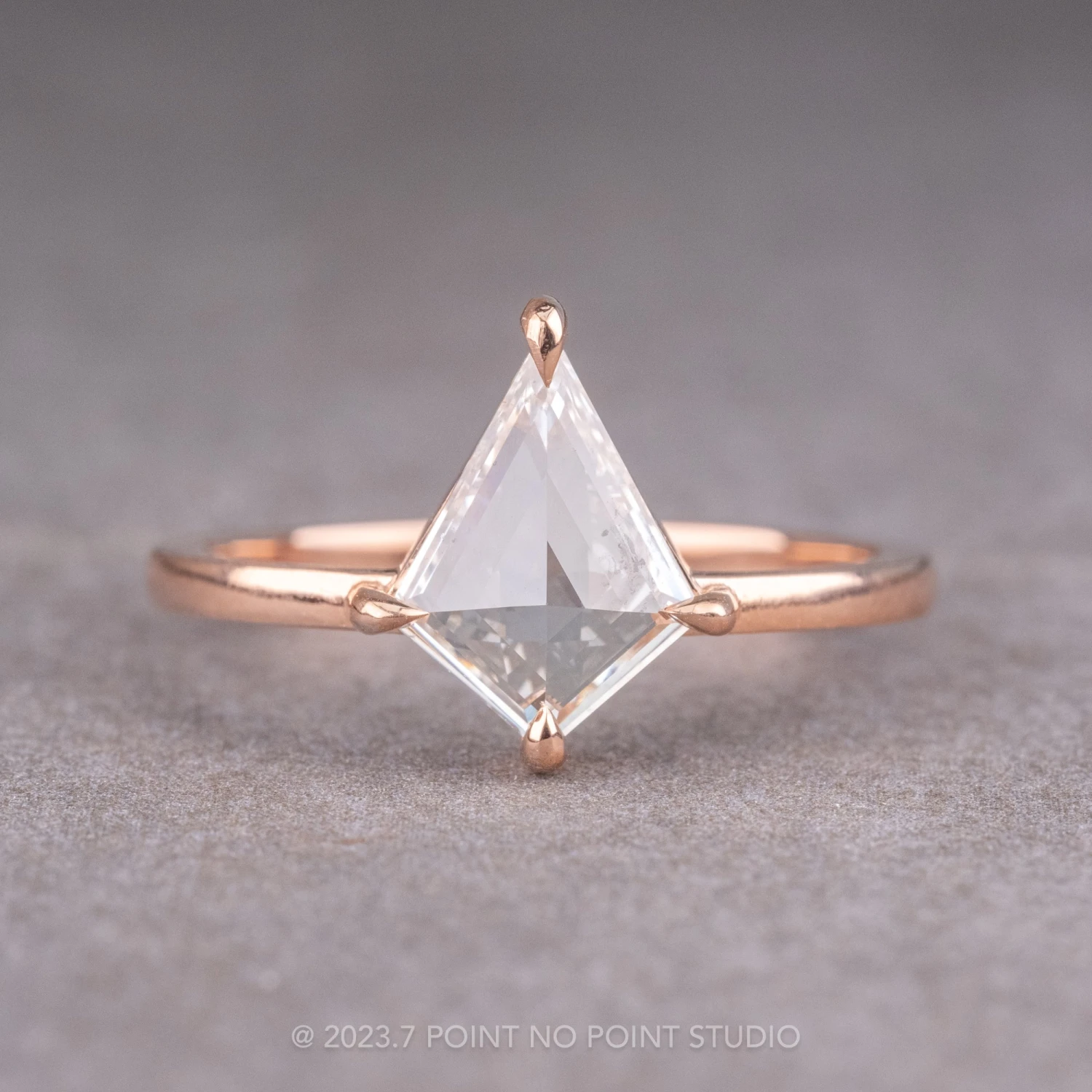 1.15 Carat Clear Kite Diamond Engagement Ring, Jane Setting, 14K Rose Gold 1 1.15 Carat Clear Kite Diamond Engagement Ring, Jane Setting, 14K Rose Gold