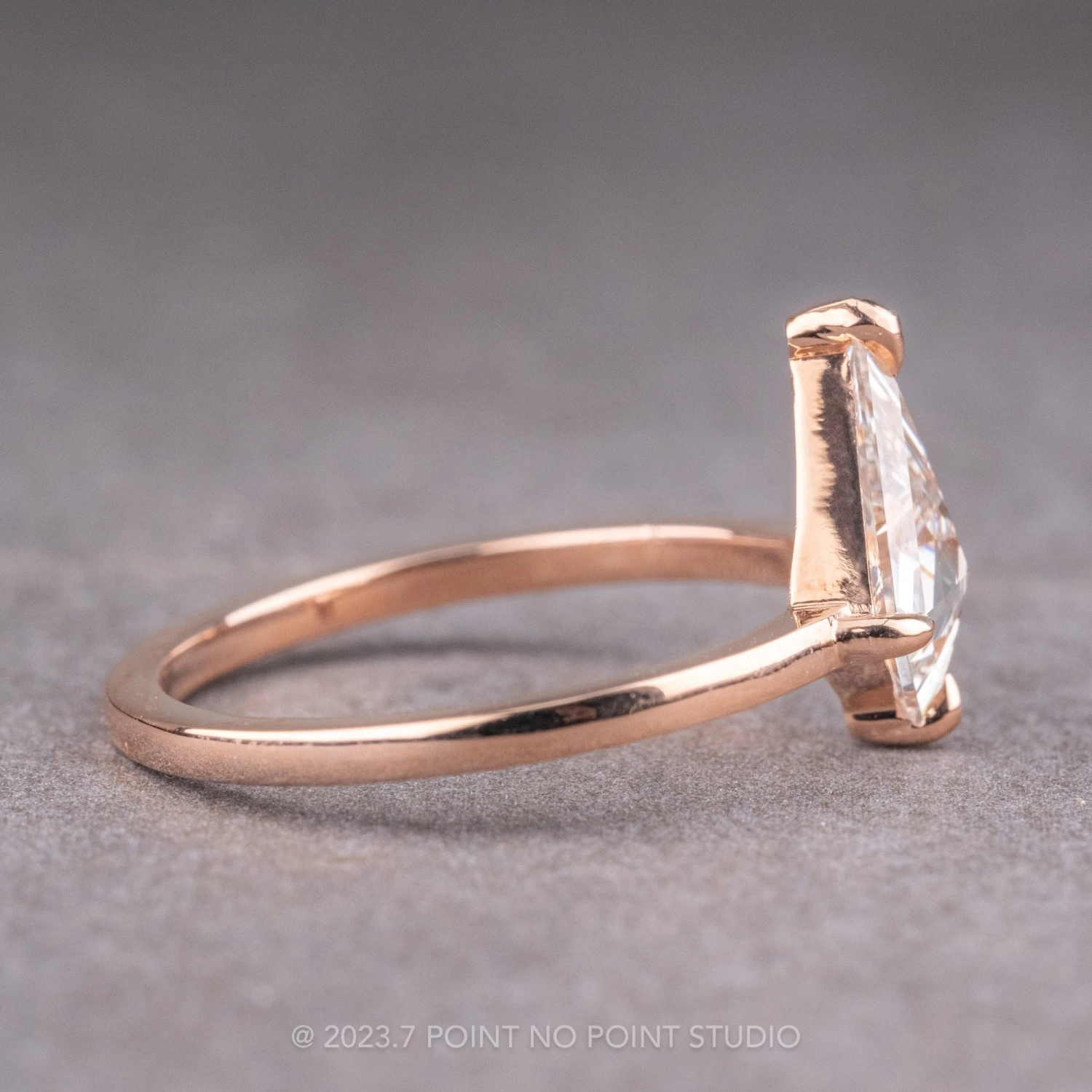 1.15 Carat Clear Kite Diamond Engagement Ring, Jane Setting, 14K Rose Gold 6 1.15 Carat Clear Kite Diamond Engagement Ring, Jane Setting, 14K Rose Gold - Image 6