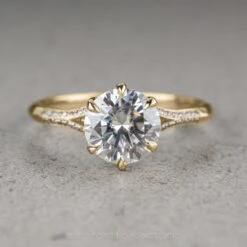 1.58 Carat Moissanite Engagement Ring, Mackenzie Setting, 14k Yellow Gold