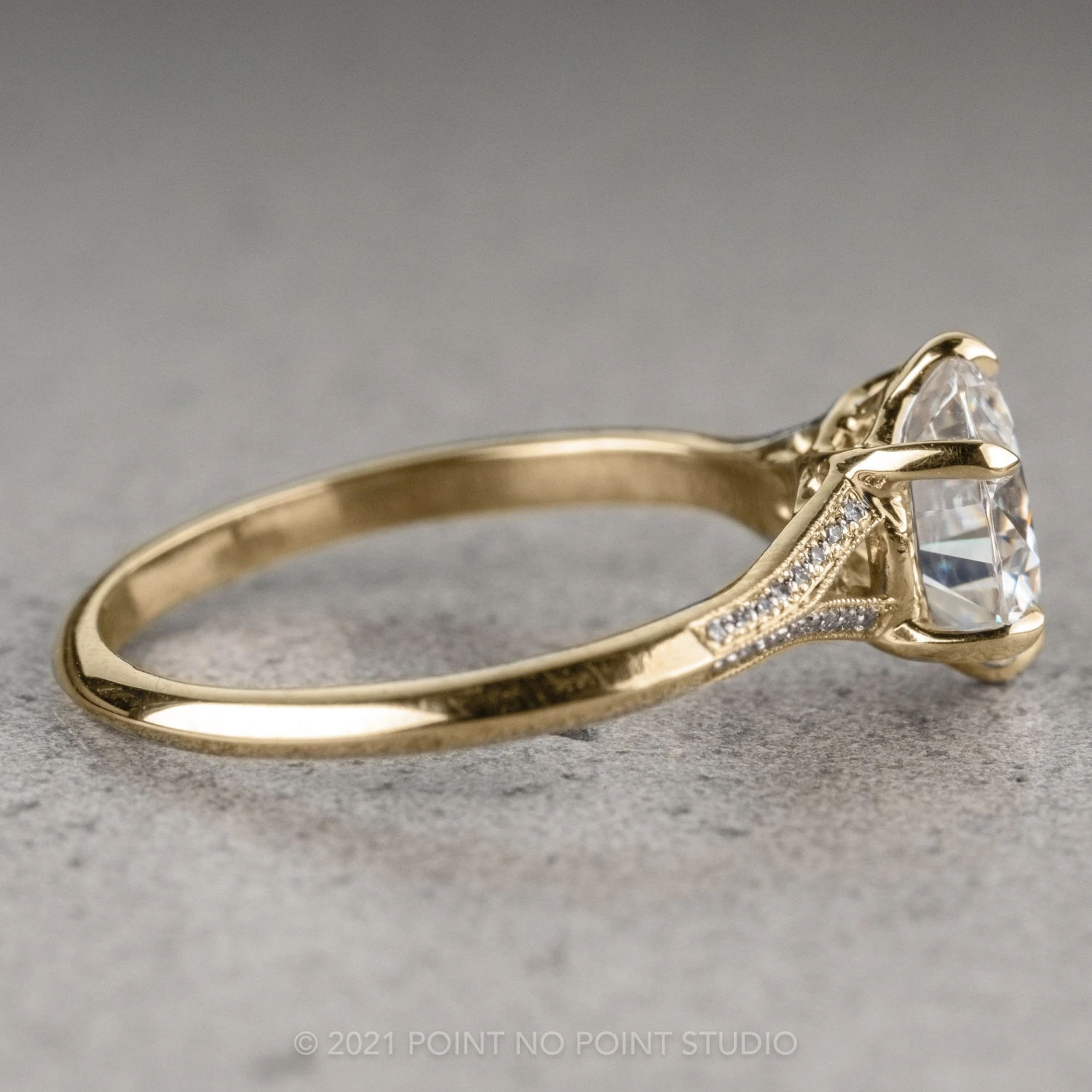 1.58 Carat Moissanite Engagement Ring, Mackenzie Setting, 14k Yellow Gold 3 1.58 Carat Moissanite Engagement Ring, Mackenzie Setting, 14k Yellow Gold - Image 3