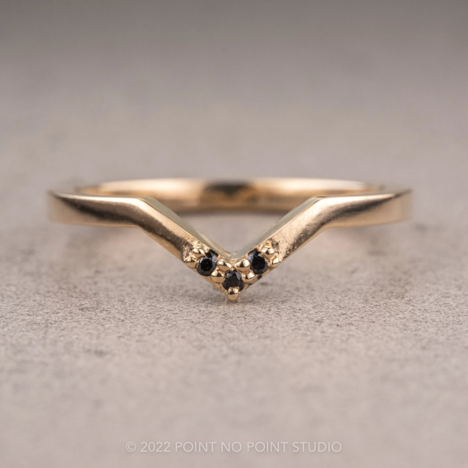 Triple Black Diamond Wedding Band, Quinn Setting, 14K Yellow Gold 1 Triple Black Diamond Wedding Band, Quinn Setting, 14K Yellow Gold