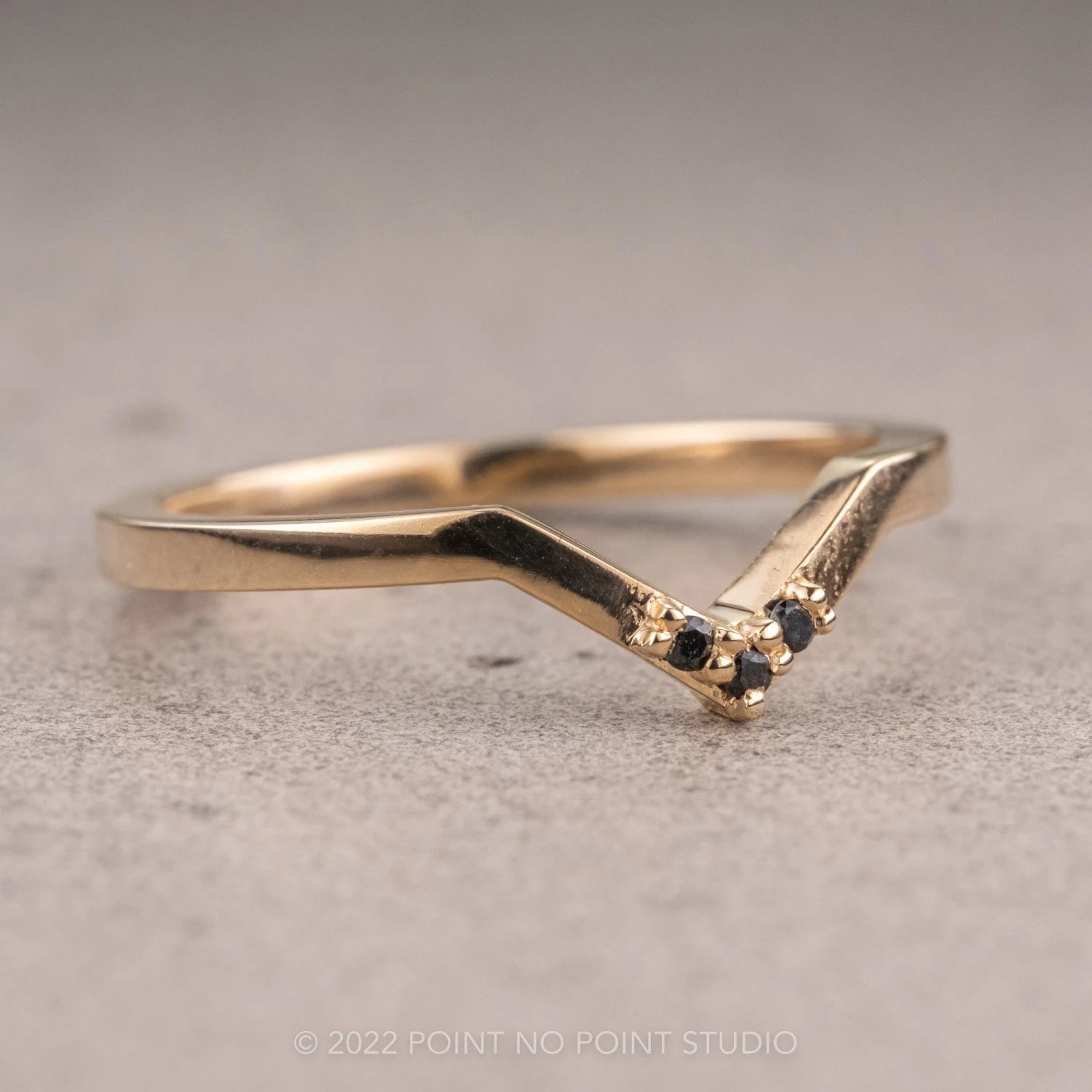 Triple Black Diamond Wedding Band, Quinn Setting, 14K Yellow Gold 5 Triple Black Diamond Wedding Band, Quinn Setting, 14K Yellow Gold - Image 5