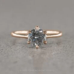 1.29 Carat Salt And Pepper Round Diamond Engagement Ring, Madeline Setting, 14k Rose Gold