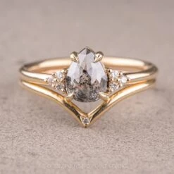 1.18 Carat Salt And Pepper Pear Diamond Engagement Ring, Quinn Setting, 14k Yellow Gold 10 1.18 Carat Salt And Pepper Pear Diamond Engagement Ring, Quinn Setting, 14k Yellow Gold -Point No Point Studio Store 220416 1 c1d79bdb f18c 4035 a481 3f887e05d955