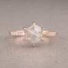 2.08 Carat Icy White Hexagon Diamond Engagement Ring, Jules Setting, 14K Rose Gold